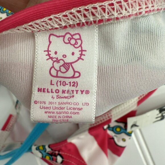 NWT Old Navy Sanrio Hello Kitty Pink Striped One Piece Swimsuit Size L (10/12) - Picture 3 of 3